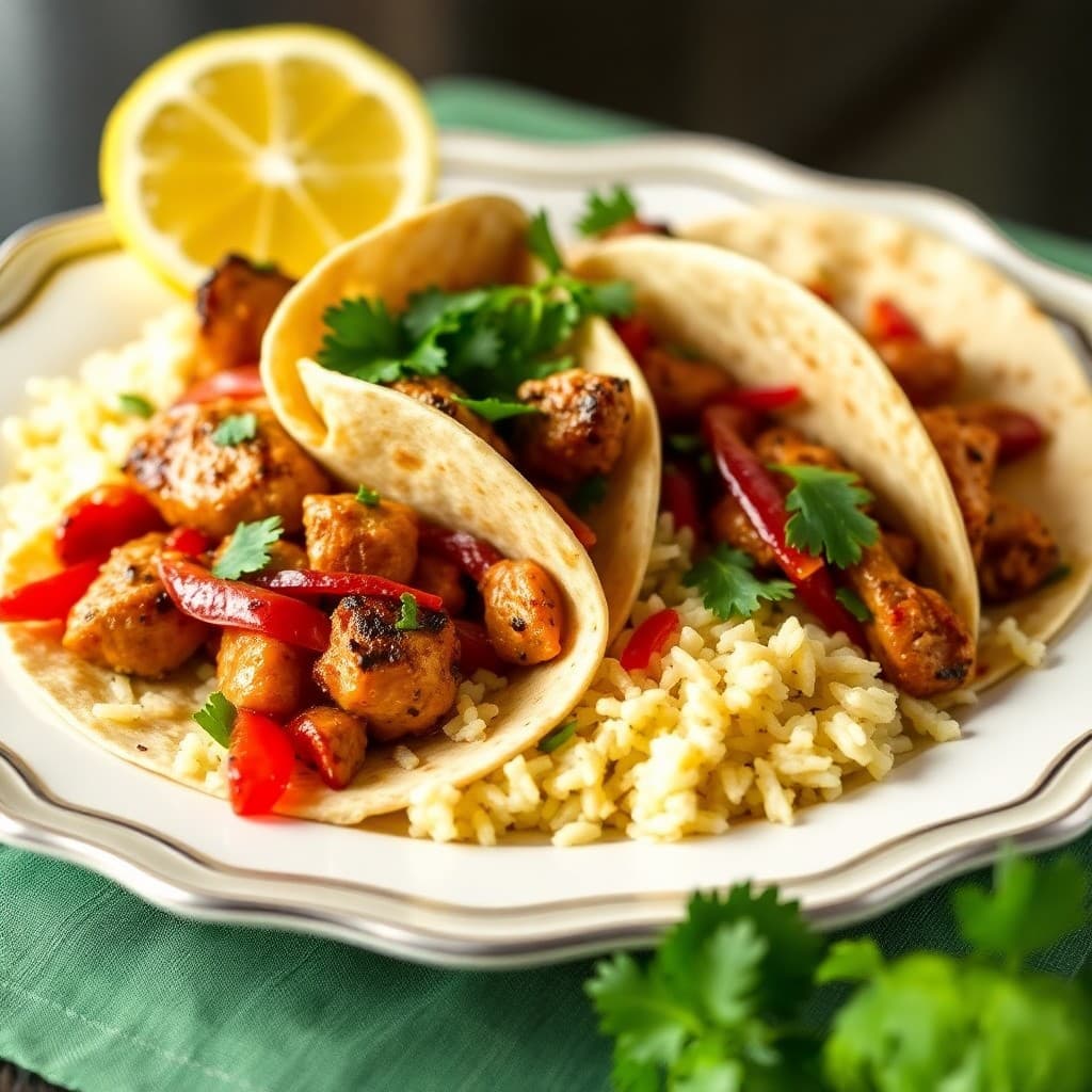 Zesty Lemon Chicken Fajitas with Cilantro Lime Rice