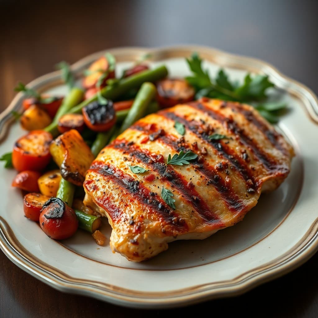 Grilled Mediterranean Chicken with Roasted Vegetables