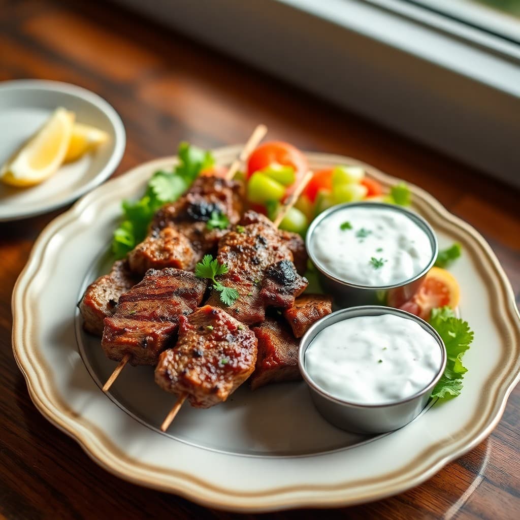 Greek Lamb Souvlaki with Tzatziki Sauce