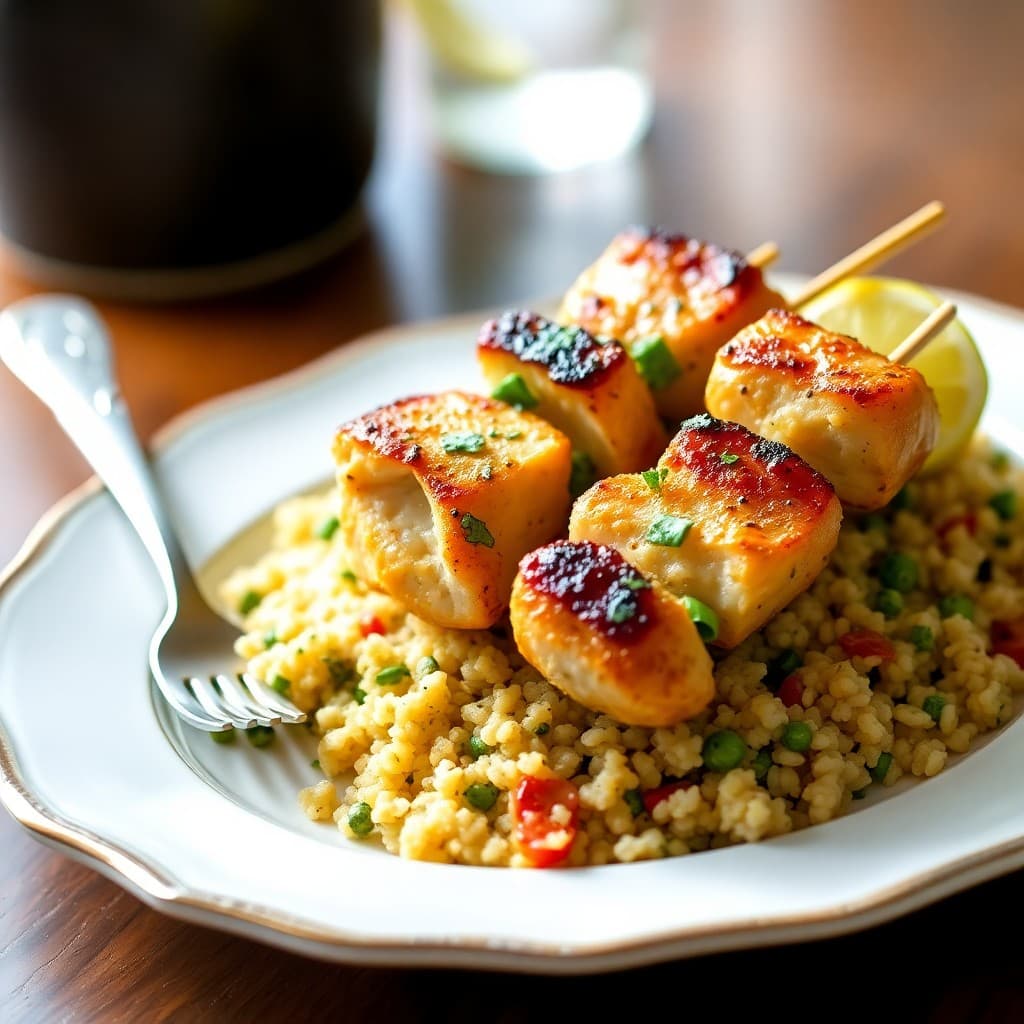 Zesty Mediterranean Chicken Skewers with Herbed Quinoa