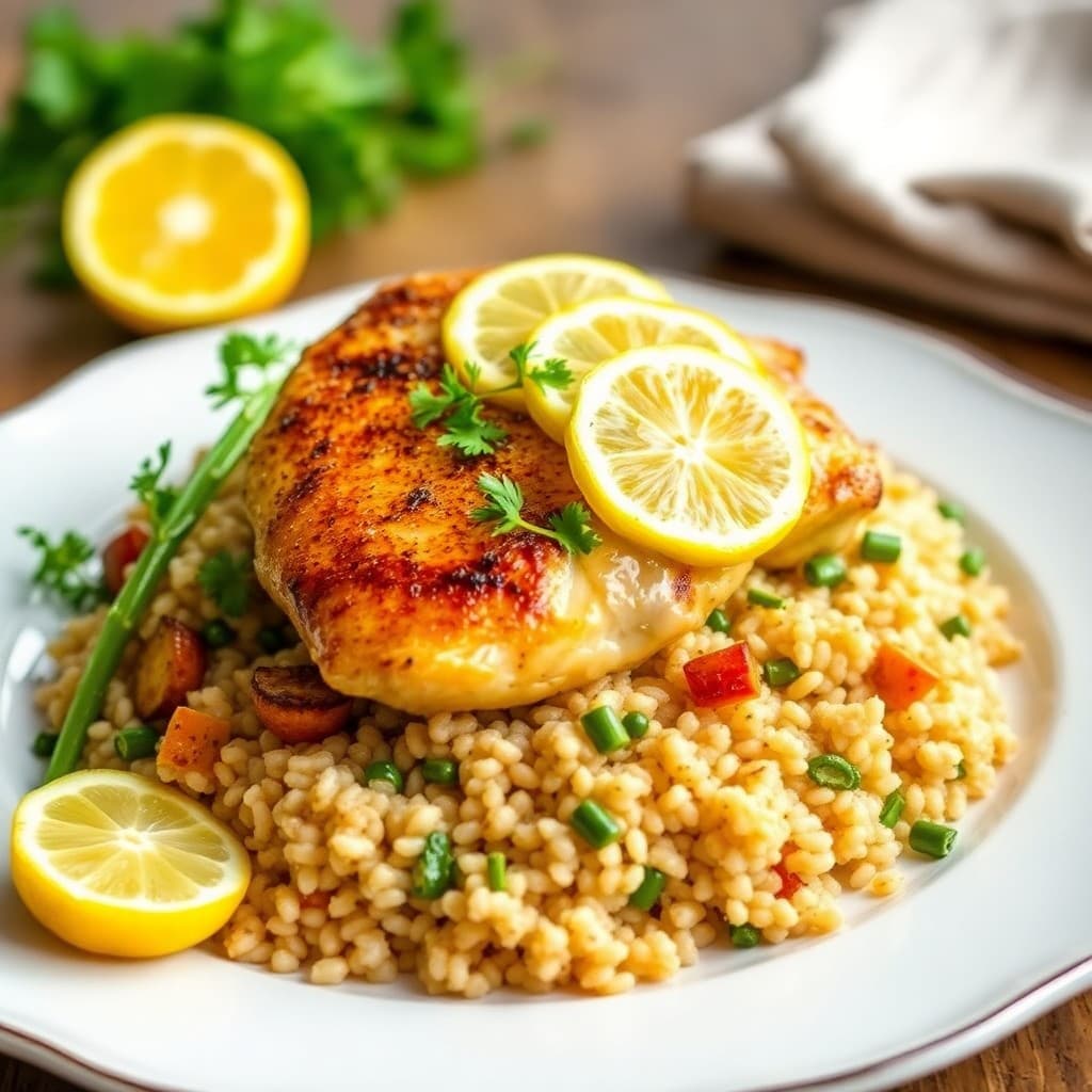 Zesty Lemon Chicken with Quinoa Pilaf