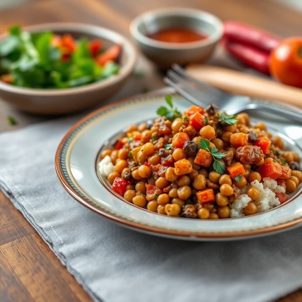 Moroccan Spiced Lentil and Chickpea Tagine