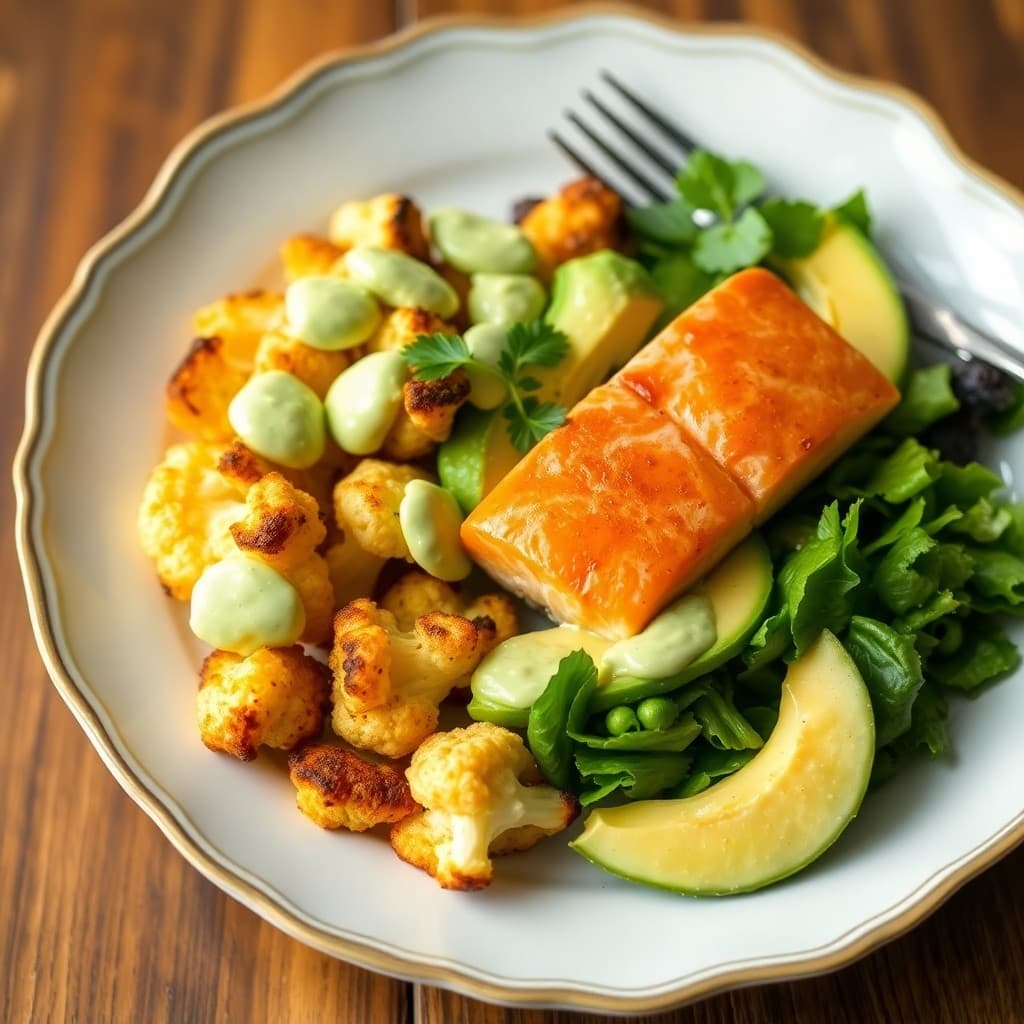 Keto Roasted Cauliflower and Salmon Bowl