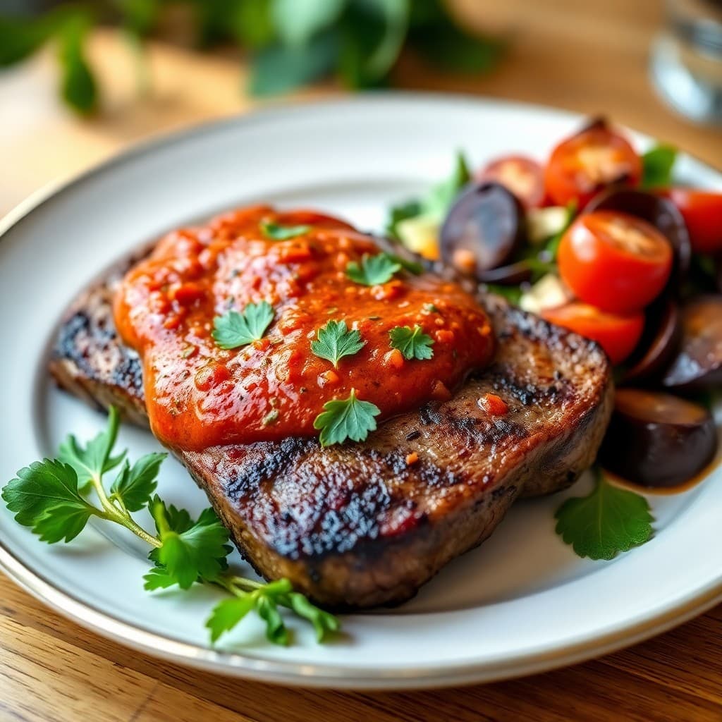 Spanish Seared Steak with Romesco Sauce