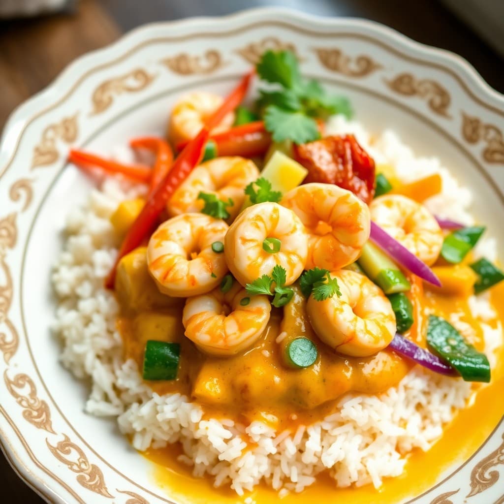 Spicy Thai Coconut Curry Shrimp Bowls