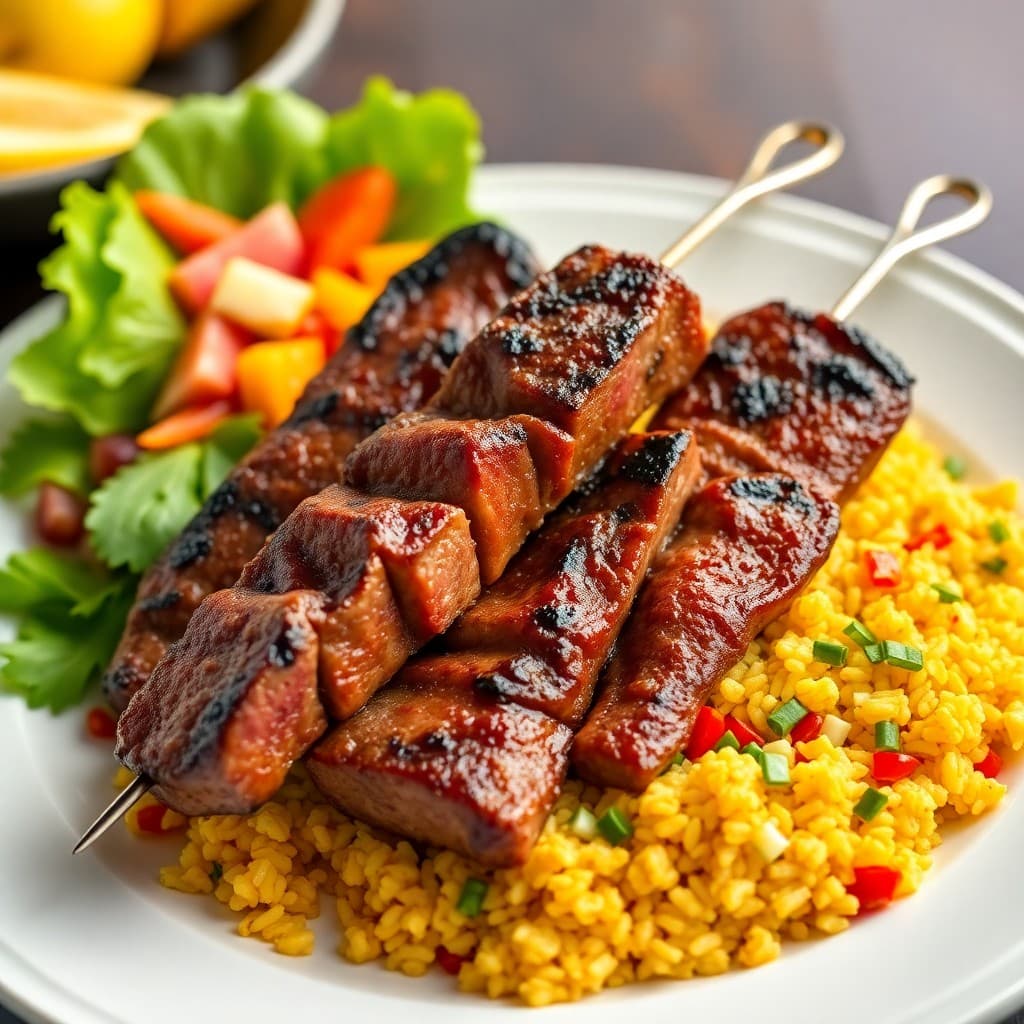 Vibrant Brazilian Picanha Steak Skewers