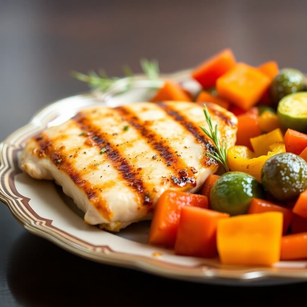 Citrus-Marinated Grilled Chicken with Roasted Sweet Potato Medley
