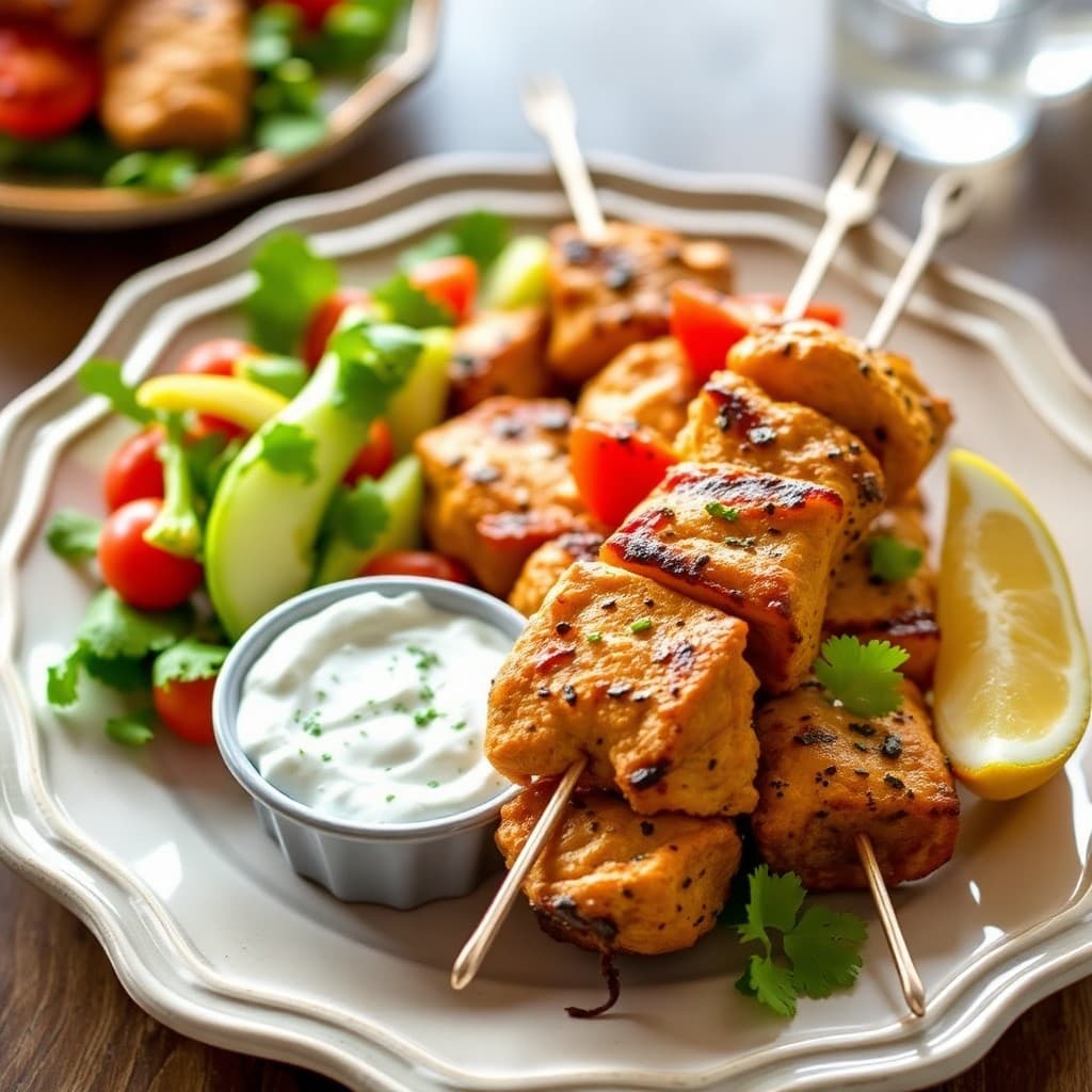 Greek-Inspired Chicken Kebabs with Tzatziki Dip