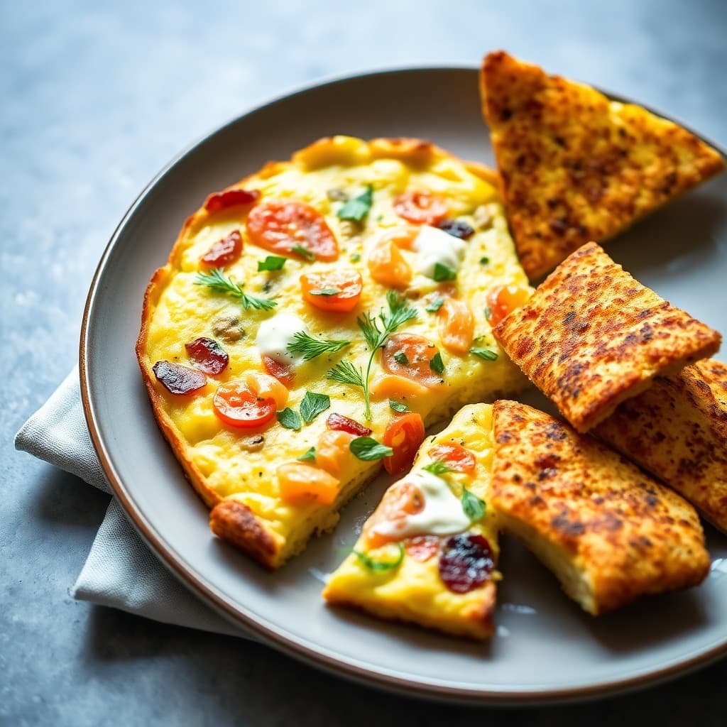 Italian Smoked Salmon & Ricotta Frittata with Crispy Polenta