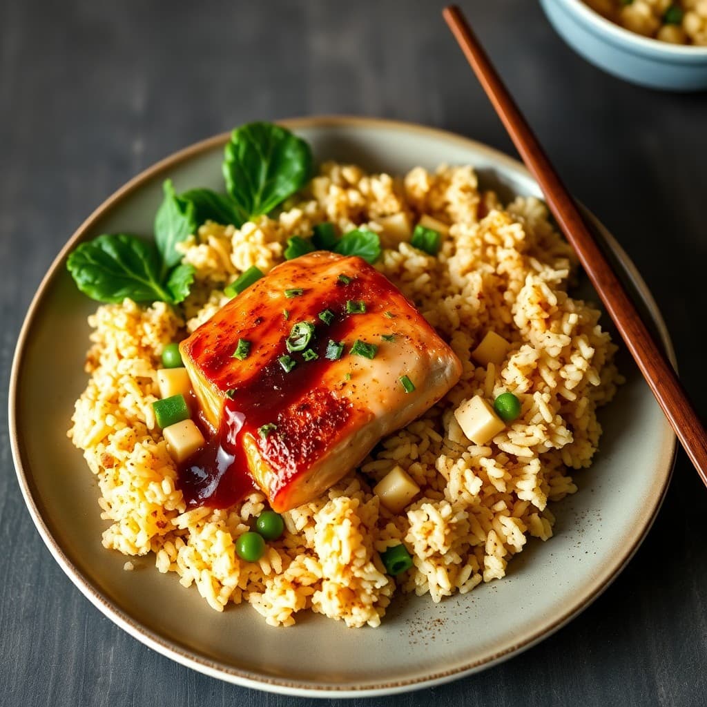 Miso-Glazed Salmon Bowls with Ginger-Garlic Fried Rice