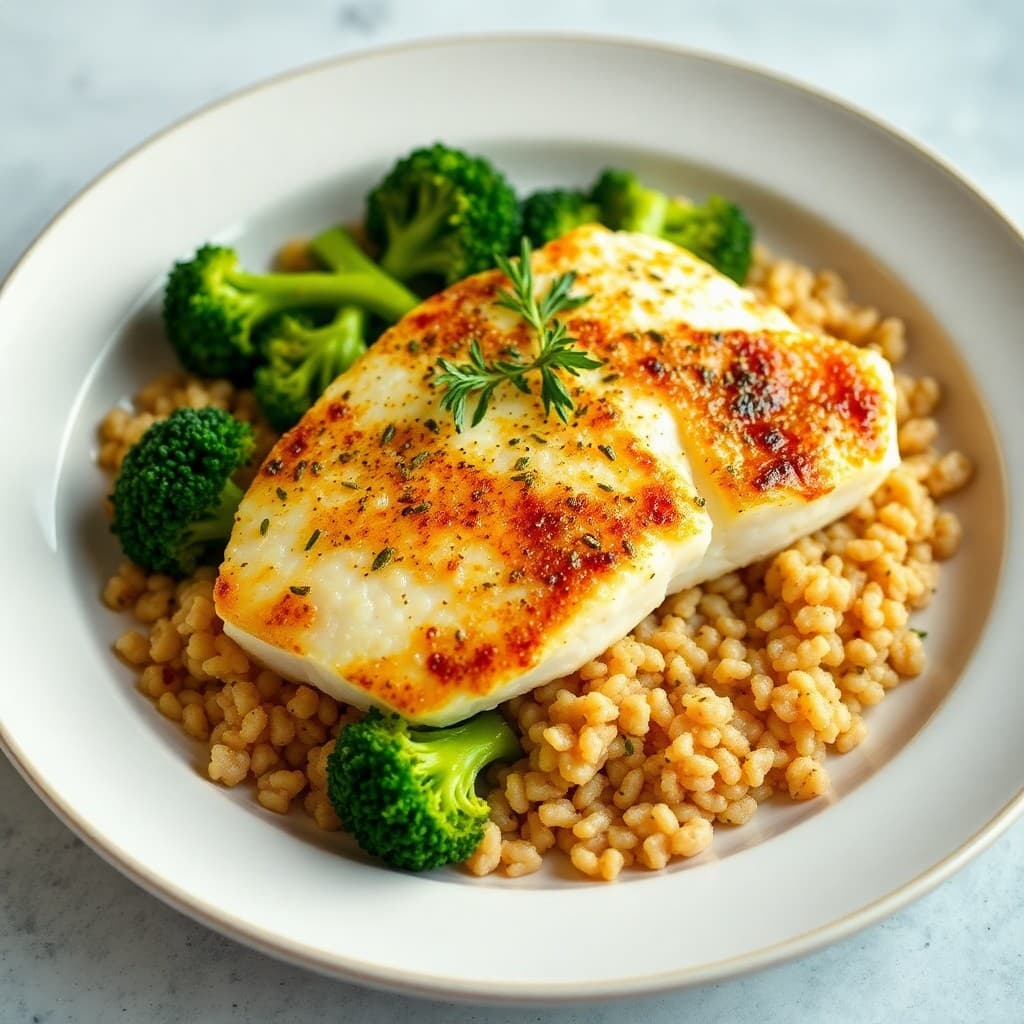 Seared Ginger-Garlic Cod with Roasted Broccoli and Quinoa