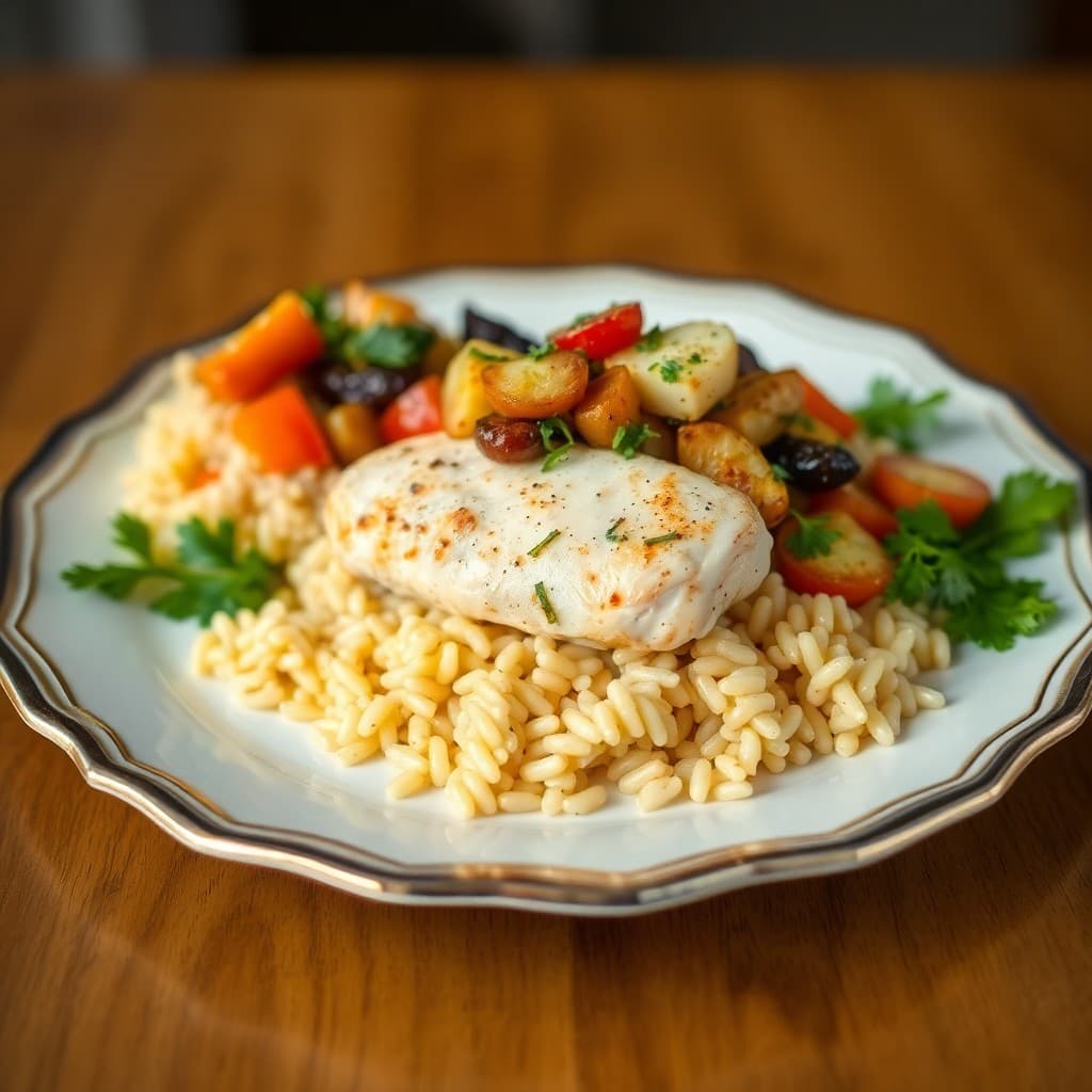 Lemon-Garlic Chicken Orzo Bowls