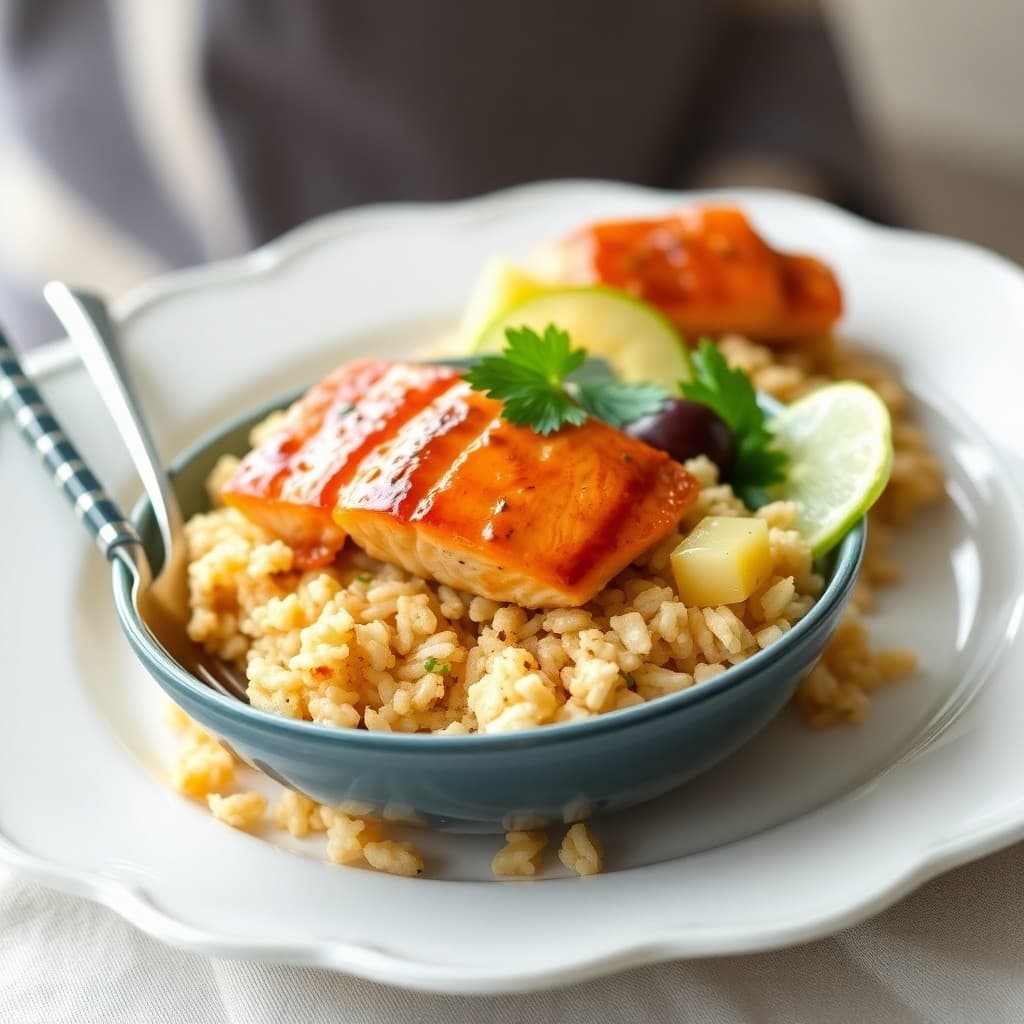 Teriyaki Salmon Bowls with Pineapple Fried Rice