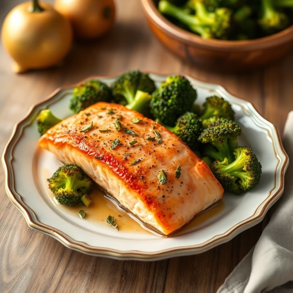 Keto Baked Salmon with Roasted Broccoli
