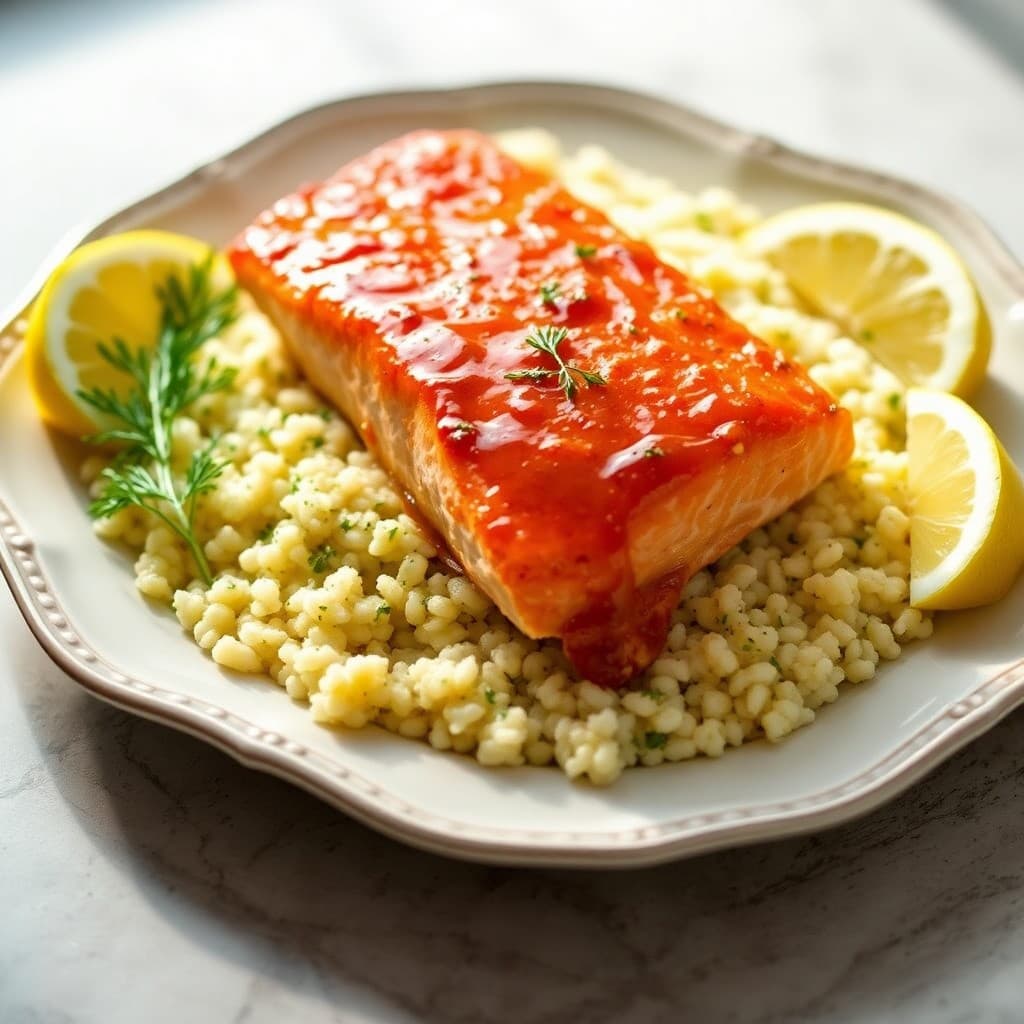 Honey Garlic Baked Salmon with Lemon Dill Couscous