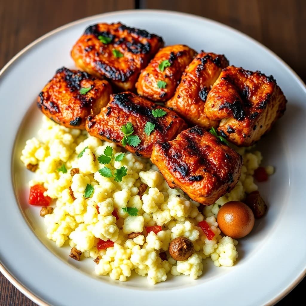 Sizzling Moroccan Chicken Skewers with Cauliflower Couscous