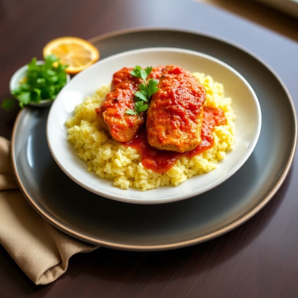 Spicy Spanish Chicken Thighs with Saffron Rice
