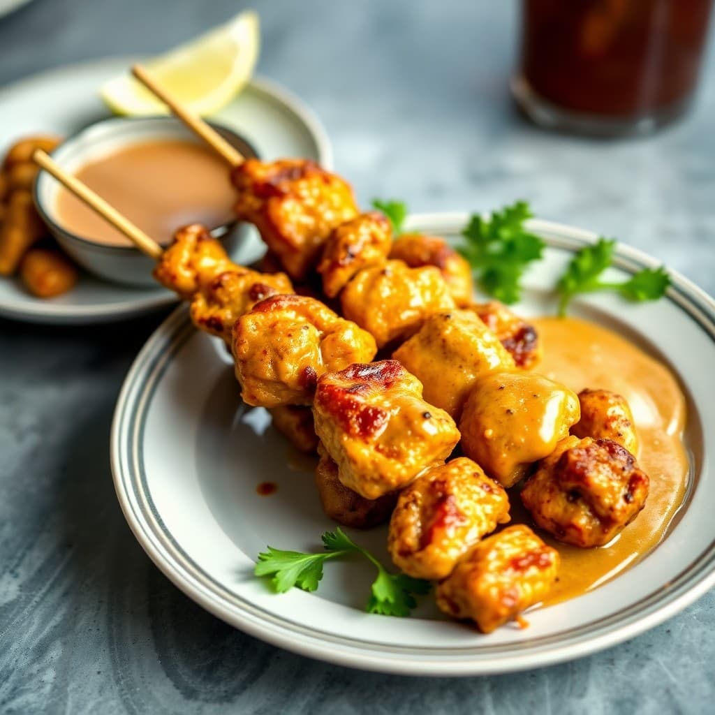 Chicken Satay Skewers with Peanut Sauce