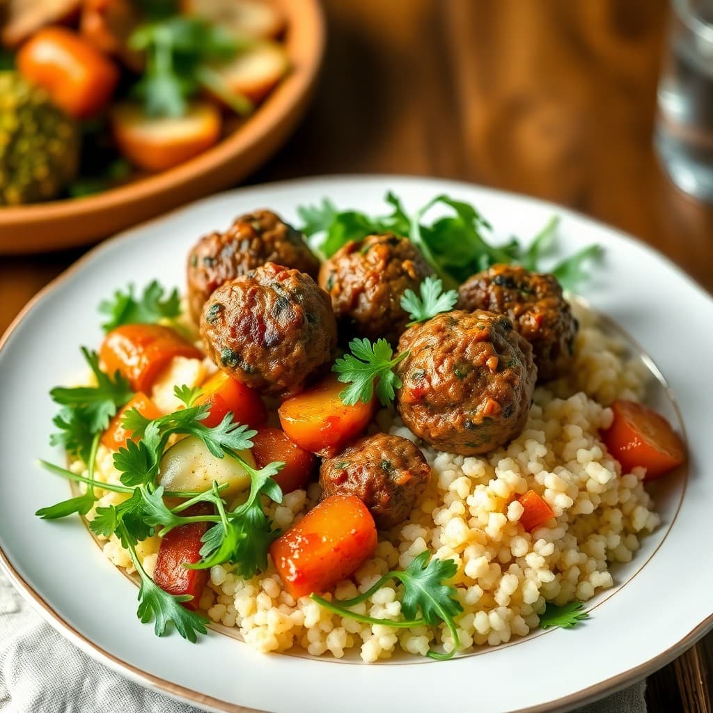 Moroccan-Style Lamb Meatball Bowls