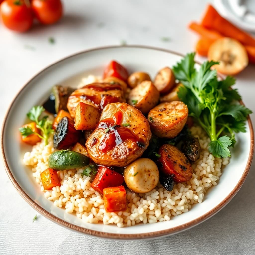 Balsamic Chicken and Vegetable Bowls
