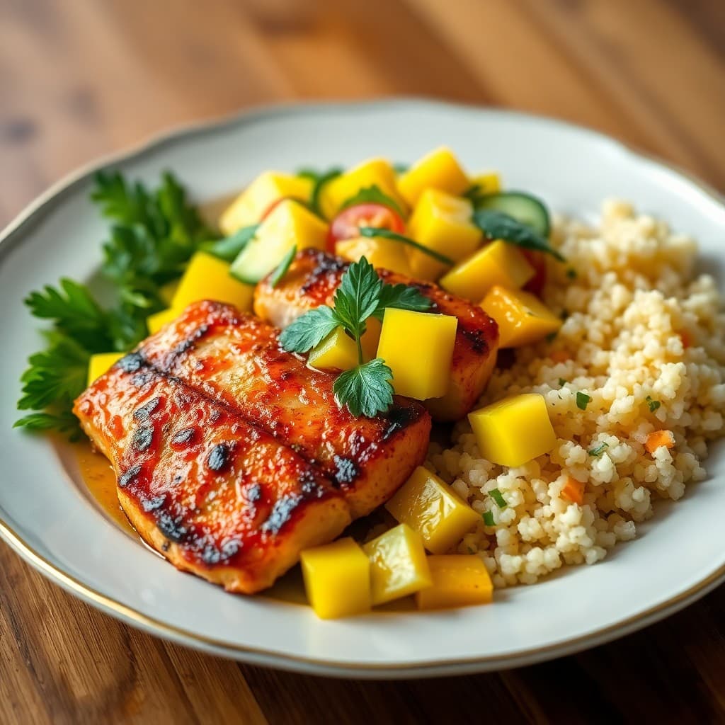 Spicy Seared Tuna with Mango-Cucumber Salad