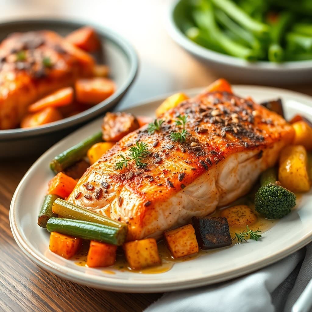 Protein-Packed Baked Salmon with Roasted Veggies