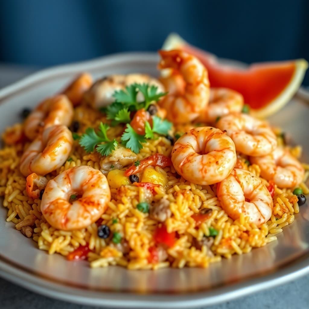 Spanish Paella with Chicken and Shrimp