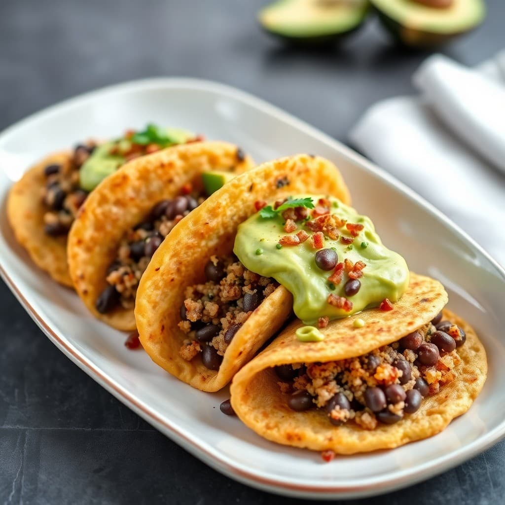 Peruvian Quinoa & Black Bean Breakfast Arepa with Avocado-Cilantro Spread
