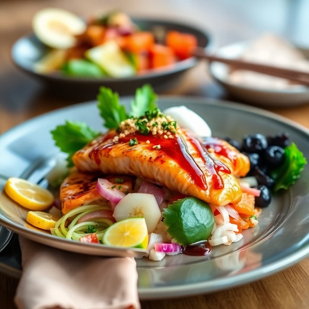 Teriyaki Salmon Poke Bowls