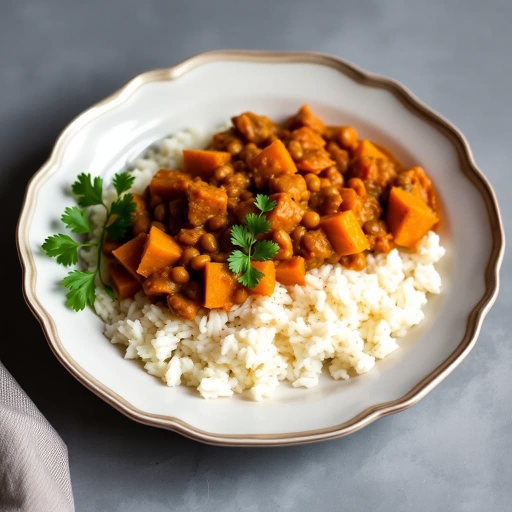 Lentil and Sweet Potato Curry with Basmati Rice