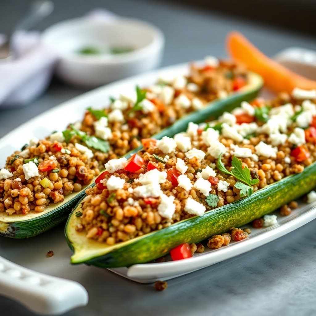 Mediterranean Quinoa-Stuffed Zucchini Boats
