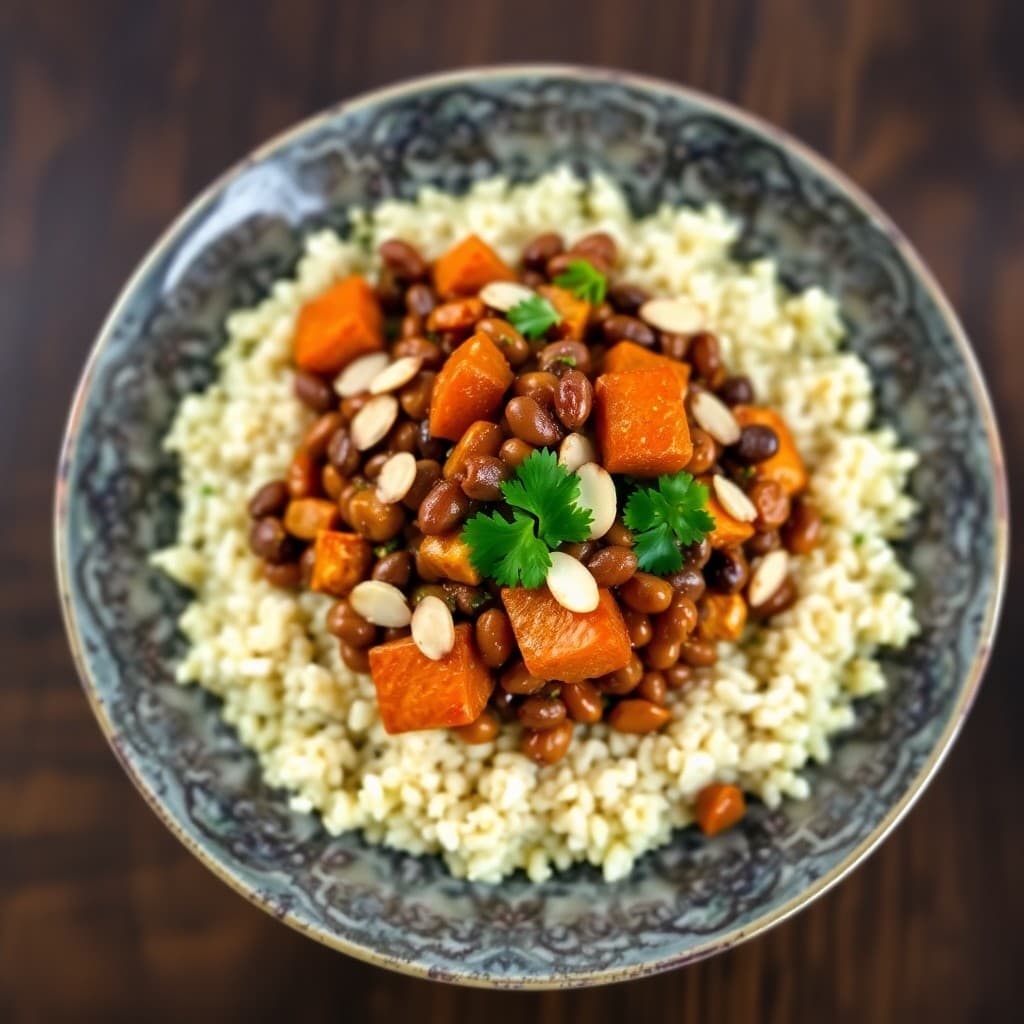 Moroccan-Spiced Lentil & Roasted Carrot Tagine with Herbed Couscous