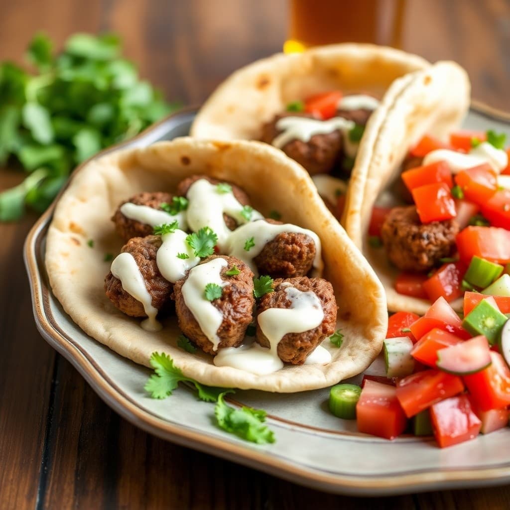 Lebanese Lamb Kofta Pita Feast with Tahini Drizzle