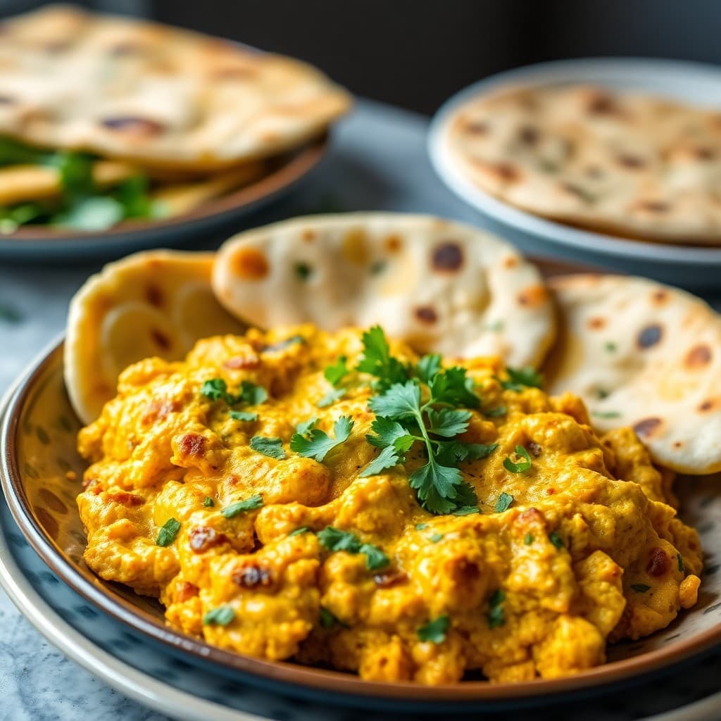 Indian Masala Scrambled Eggs with Cilantro Chapati