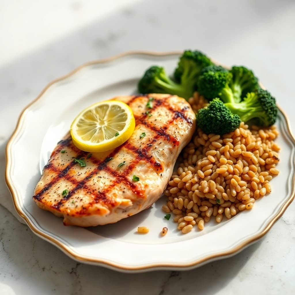 Zesty Lemon-Herb Chicken with Roasted Broccoli and Farro