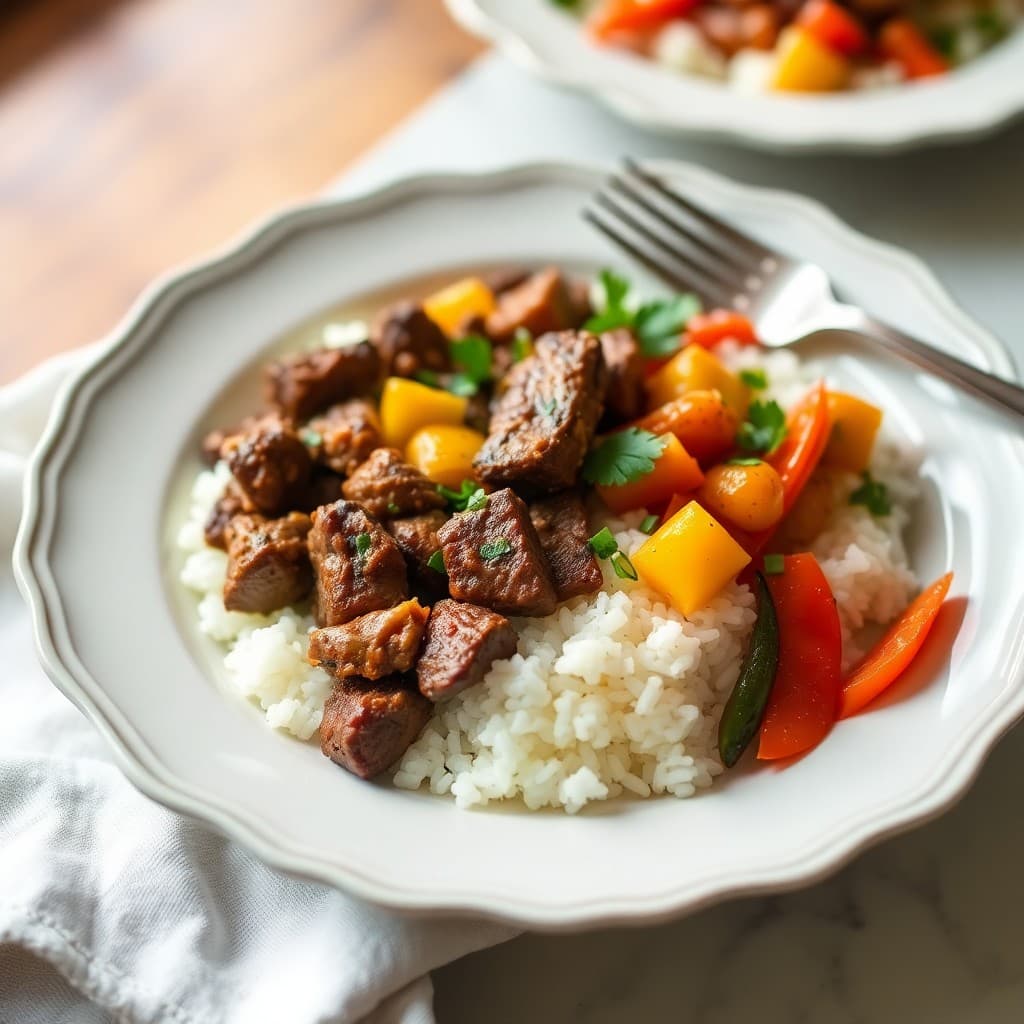Zesty Brazilian Beef and Coconut Rice Bowls