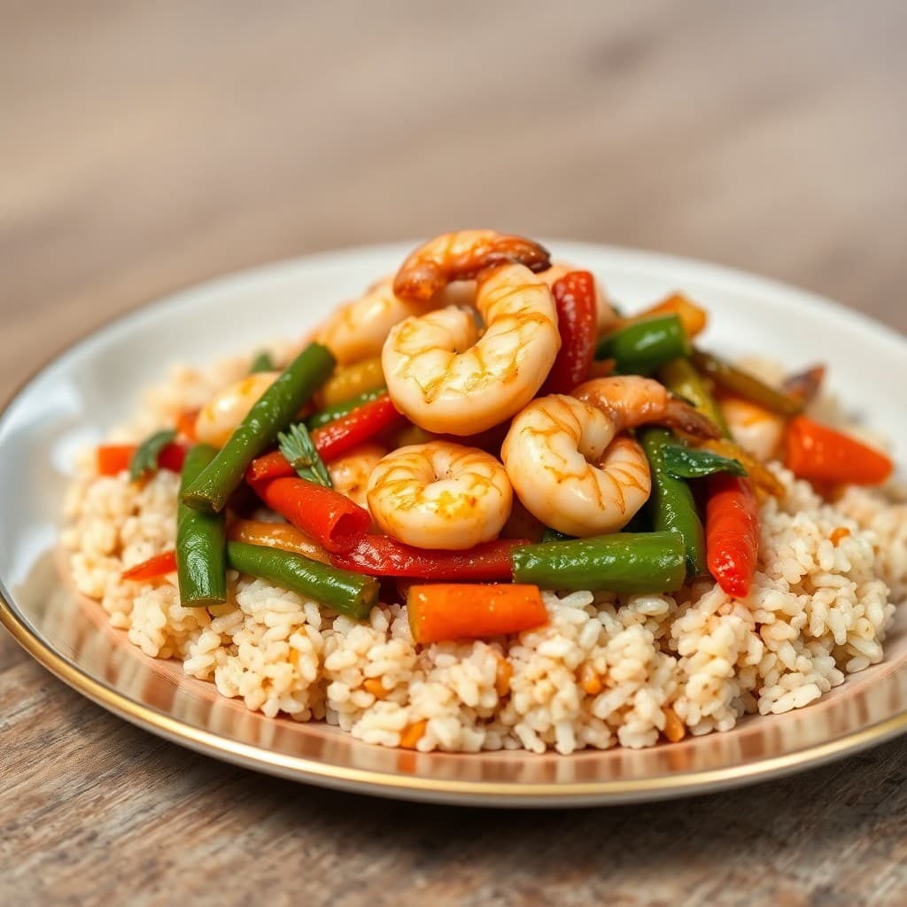 Spicy Shrimp Veggie Stir-Fry with Brown Rice