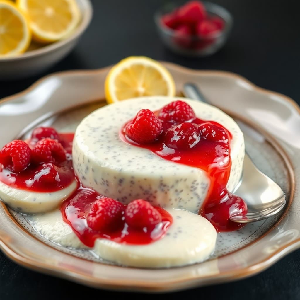 Creamy Lemon Chia Pudding with Raspberry Compote