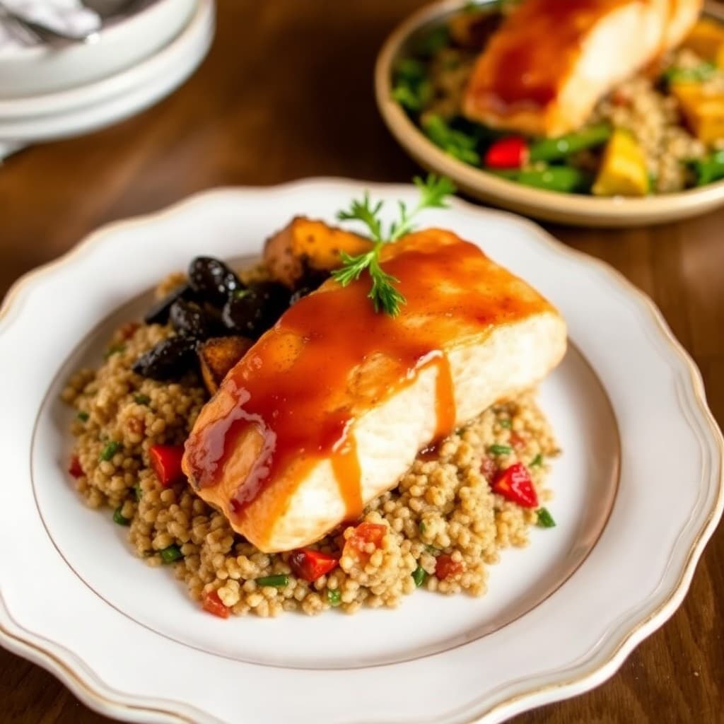 Honey Garlic Glazed Salmon with Roasted Veggie Quinoa Bowls