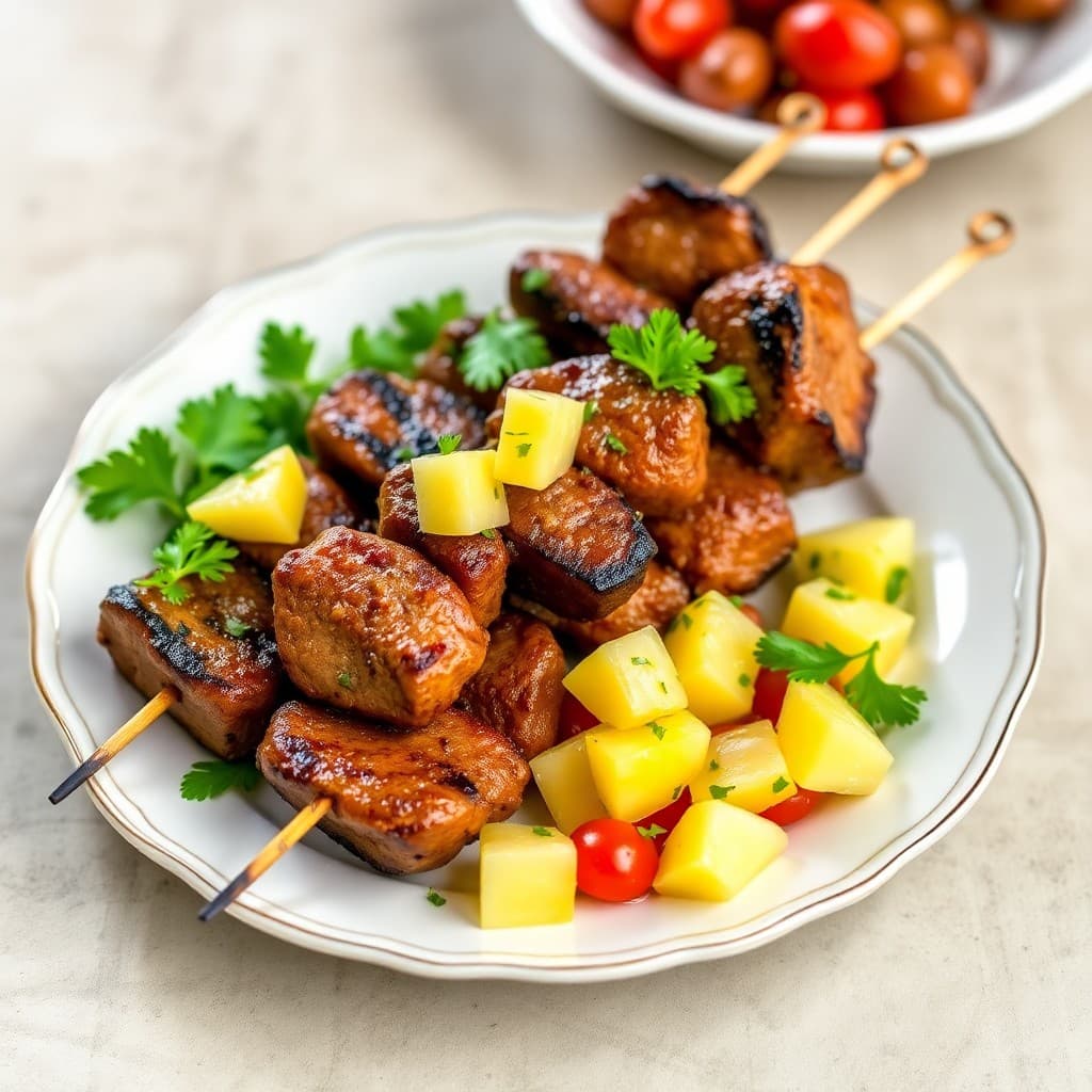 Zesty Brazilian Steak Skewers with Pineapple Salsa
