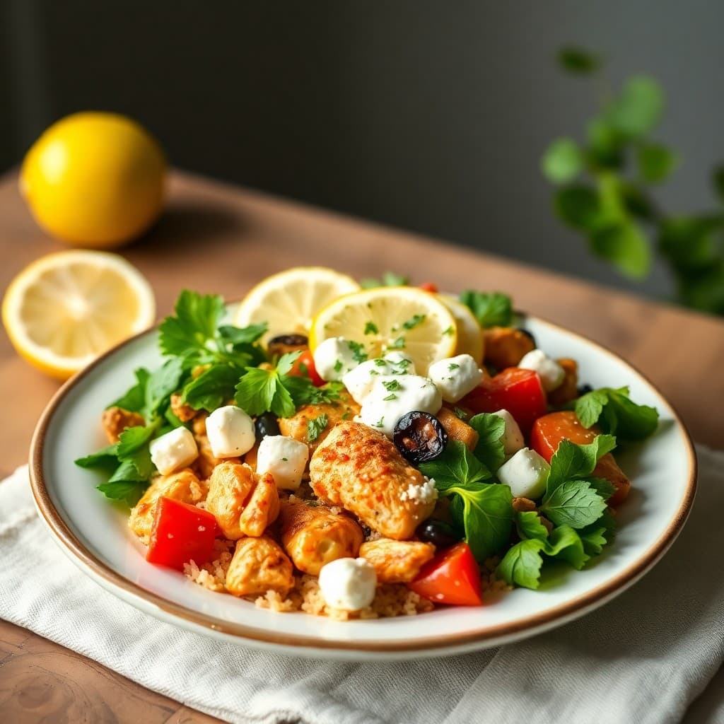 Zesty Lemon Chicken Feta Bowls