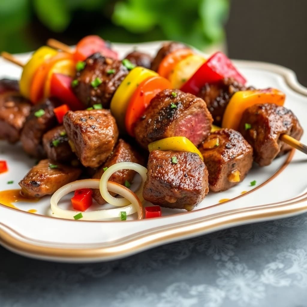 Zesty Brazilian Beef and Vegetable Skewers