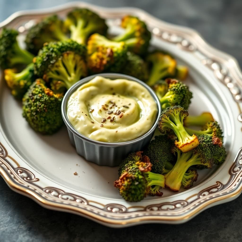 Keto Roasted Broccoli with Avocado Dip