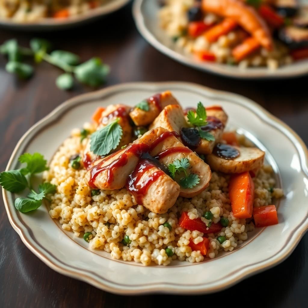 Balsamic Chicken Pesto Quinoa Bowls