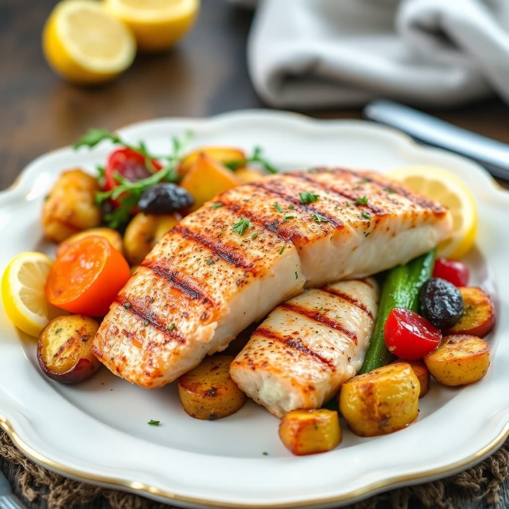 Grilled Lemon Garlic Salmon with Roasted Vegetables