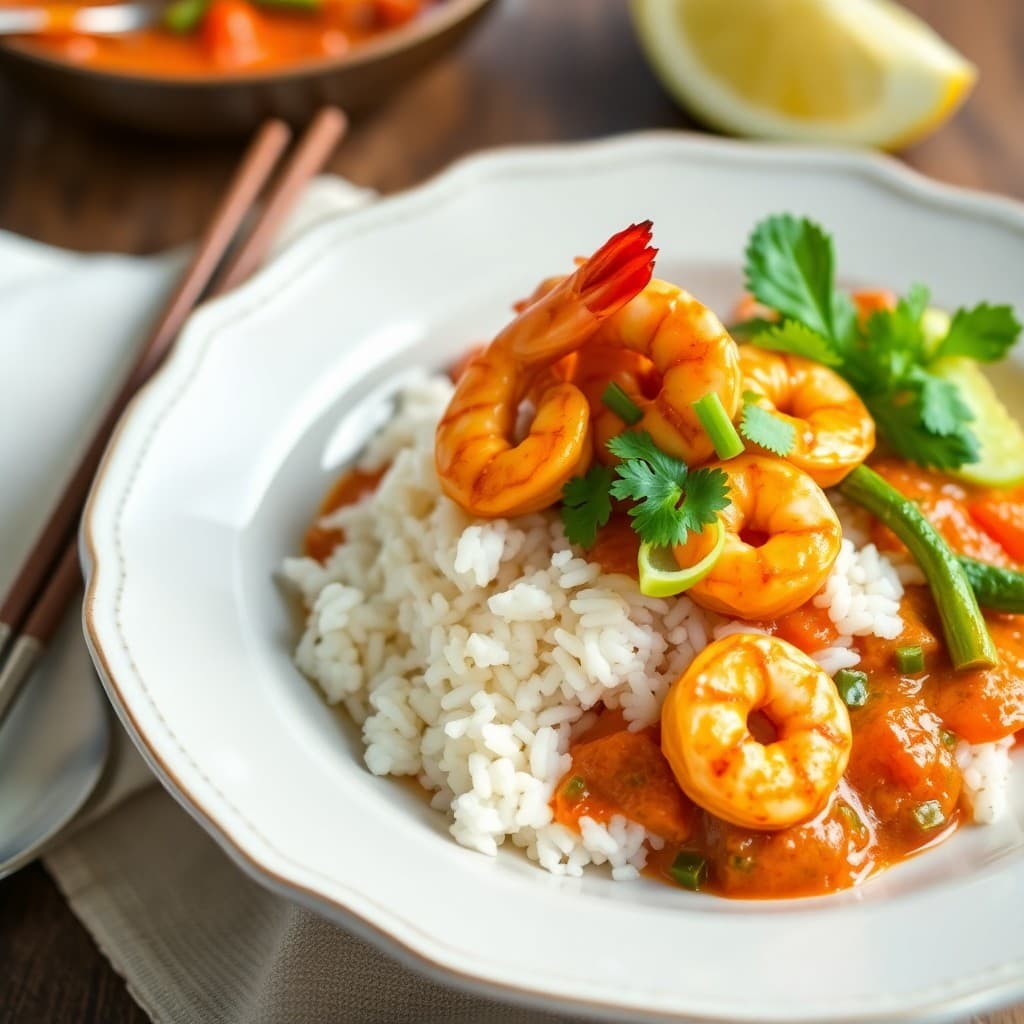 Spicy Thai Red Curry Shrimp Bowls