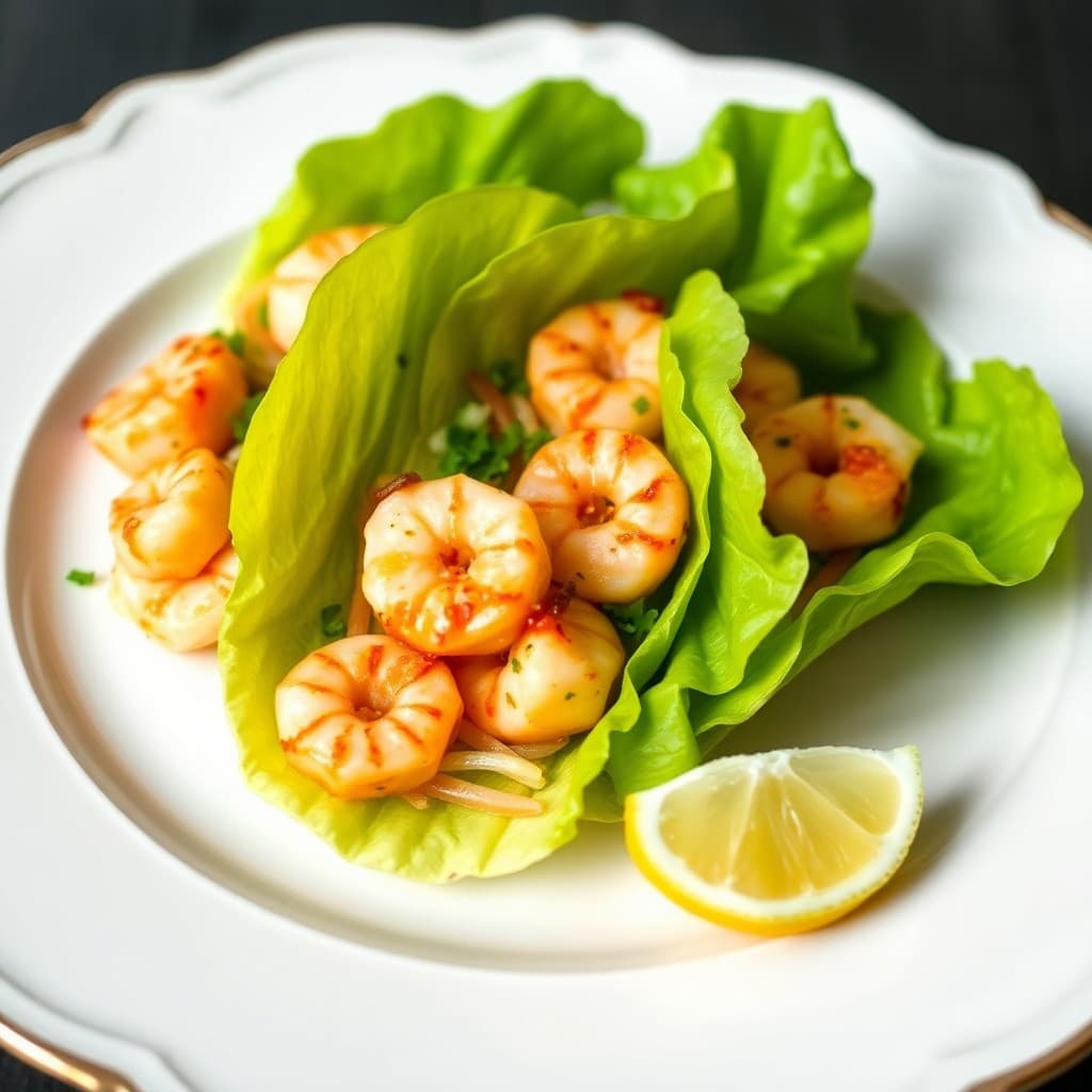 Lemon Garlic Shrimp Lettuce Wraps