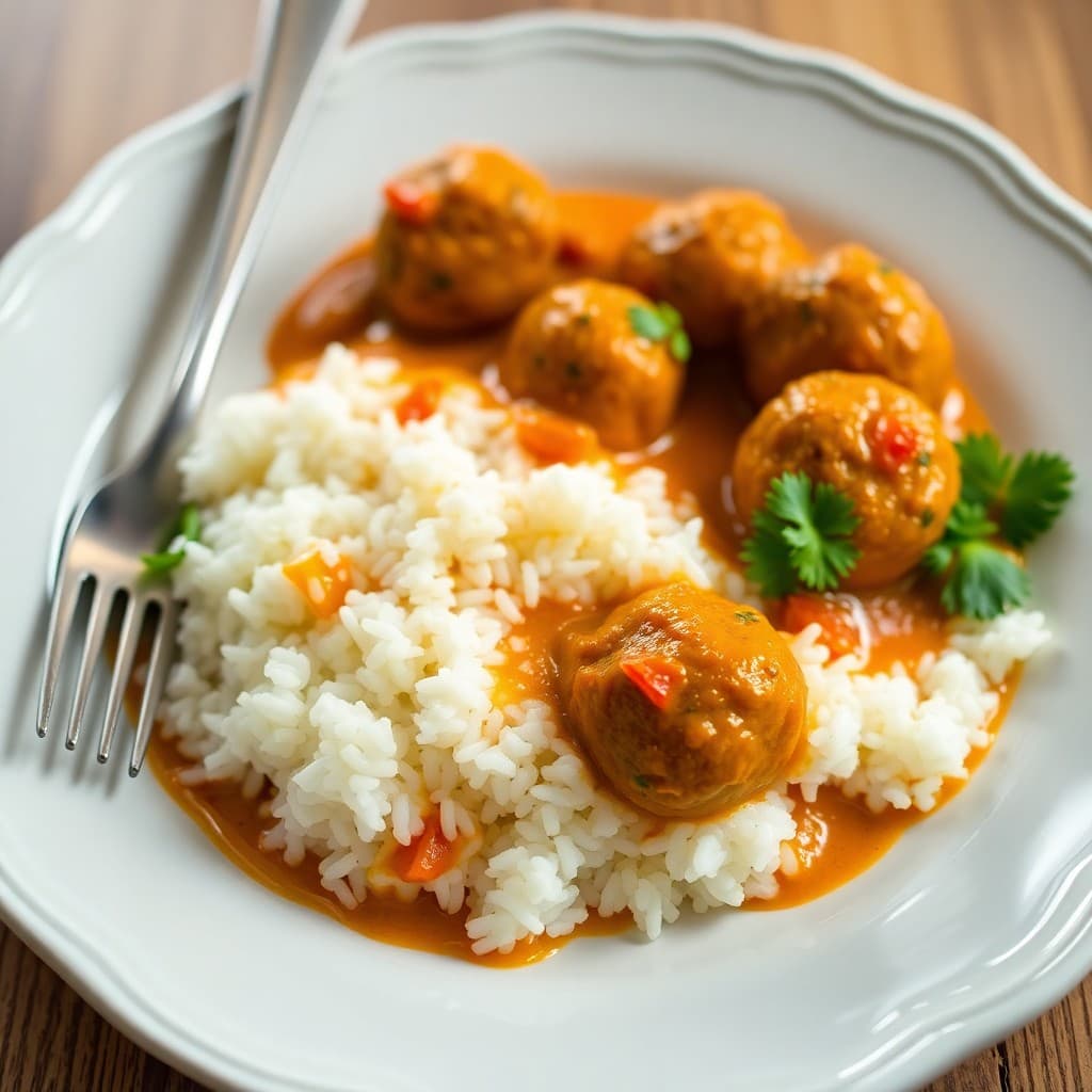 Thai Coconut Curry Meatballs with Jasmine Rice