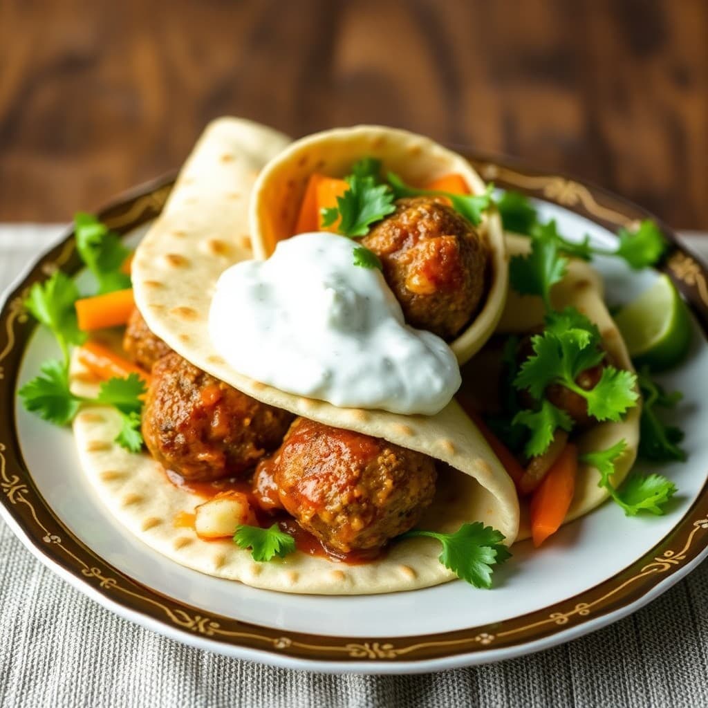 Moroccan-Style Lamb Meatball Wraps