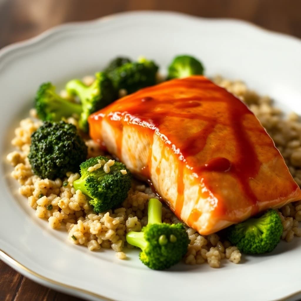 Sizzling Teriyaki Salmon with Roasted Broccoli and Quinoa